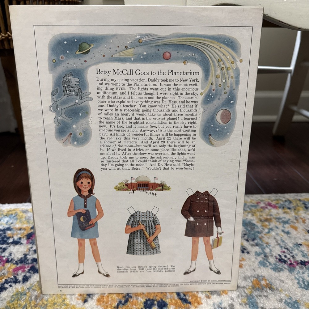Betsy McCall Original Paper doll Betsy Goes To The Planetarium 1967